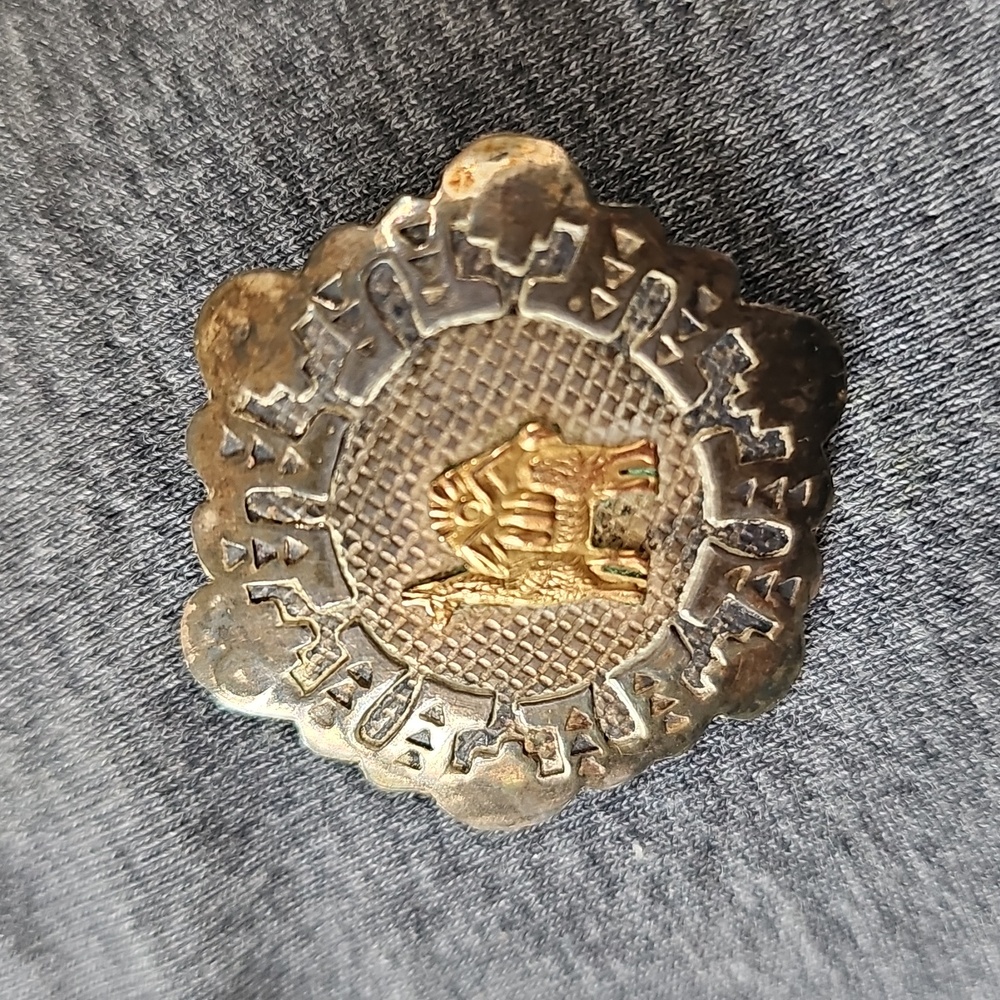Vintage Peruvian Sterling and 18k Gold Pendant Brooch